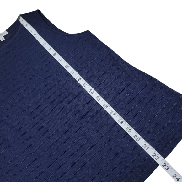 Giorgio Armani Le Collezioni Top Womens 10 Navy Blue Sleeveless Tank Knit Cotton - Picture 8 of 8